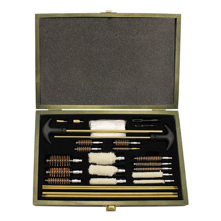 MFH Pistol Gun Cleaning Kit Multi Calibre in Wooden Box