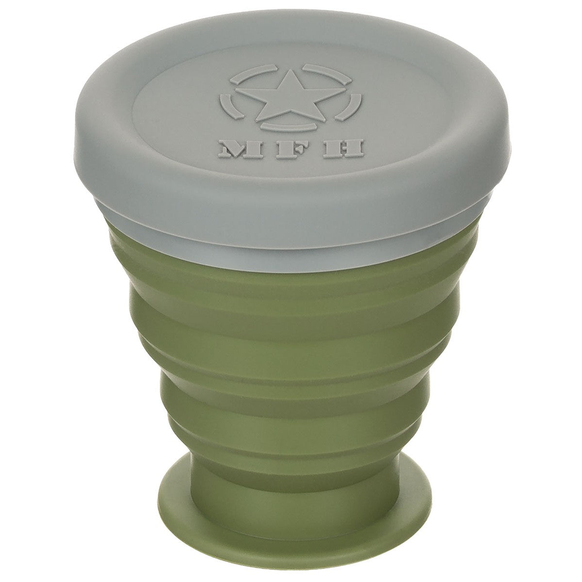 MFH Folding Cup With Lid Silicone OD Green 200ml