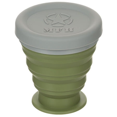MFH Folding Cup With Lid Silicone OD Green 200ml
