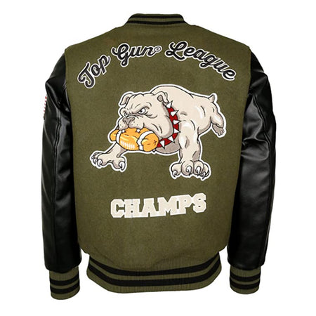 Top Gun ′League′ Baseball Jacket Olive Black