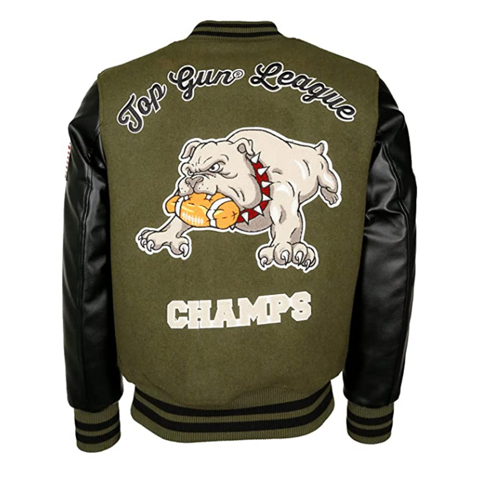 Top Gun ′League′ Baseball Jacket Olive Black