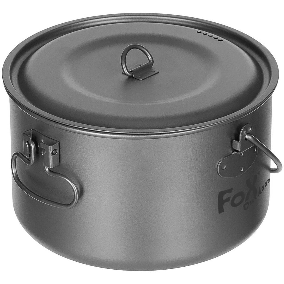 Fox Outdoors Titanium Cooking Pot Large Folding Handles 1.95 Ltr