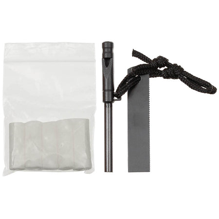 MFH Emergency Foil Sleeping Bag Orange And Fire Starter Kit