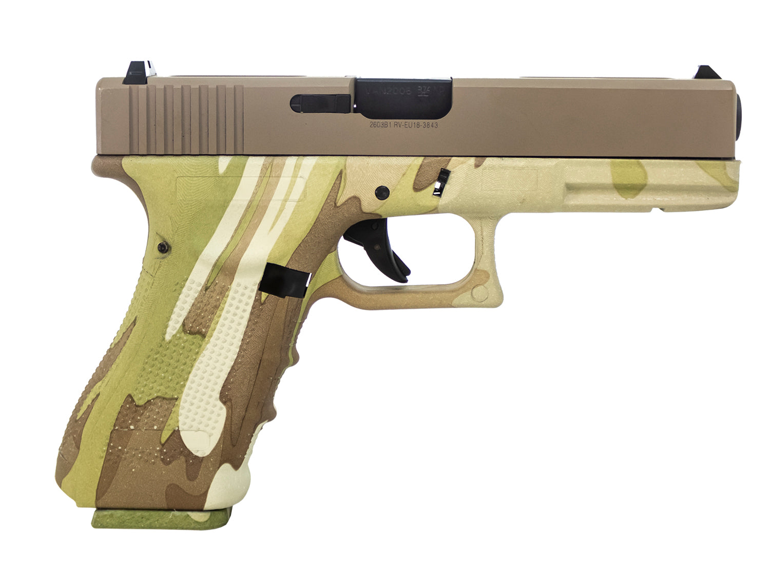 Nuprol Raven Airsoft Pistol Full Auto Camo Frame / Tan Slide