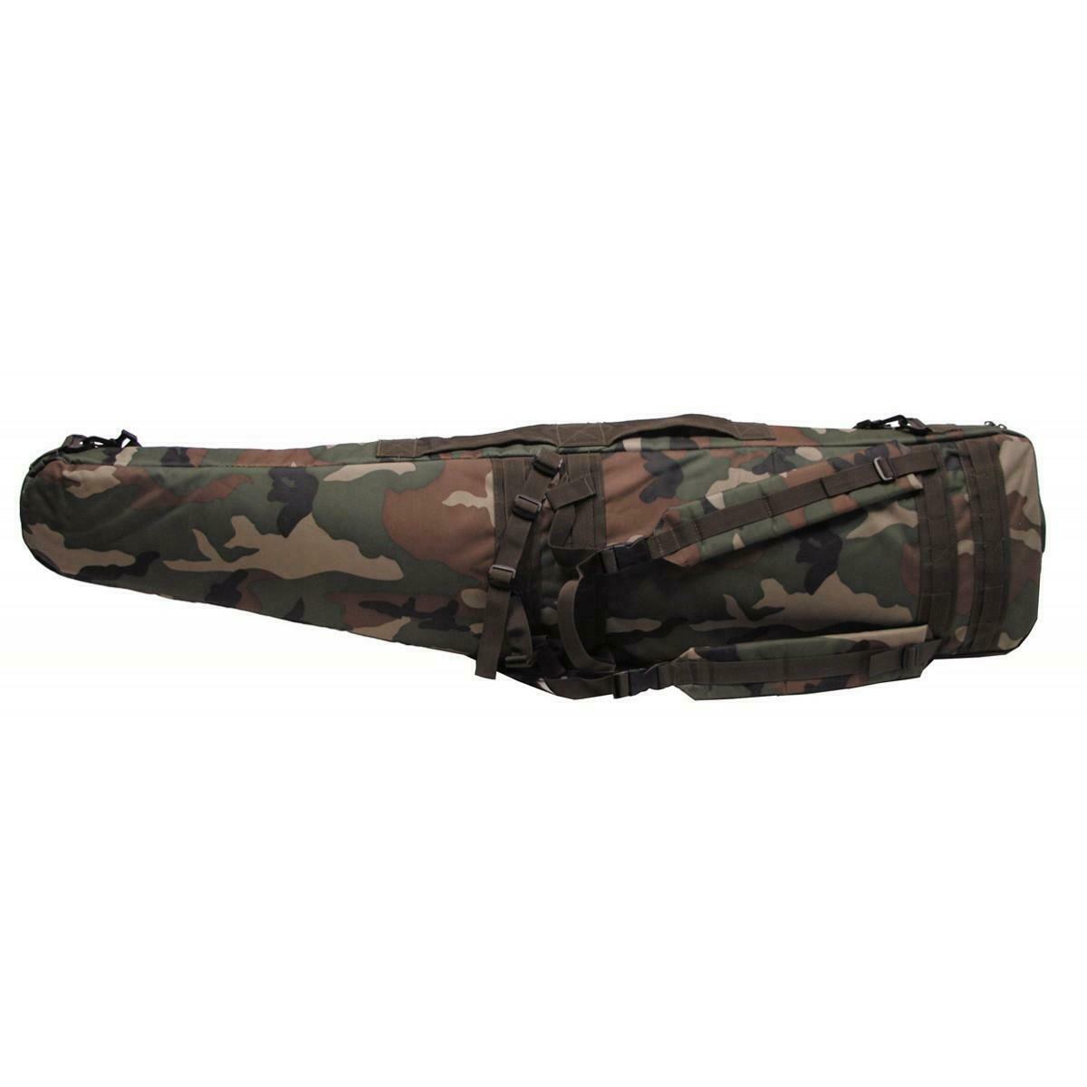 MFH Military Style Sniper Rifle Carry Case Padded Woodland Camo