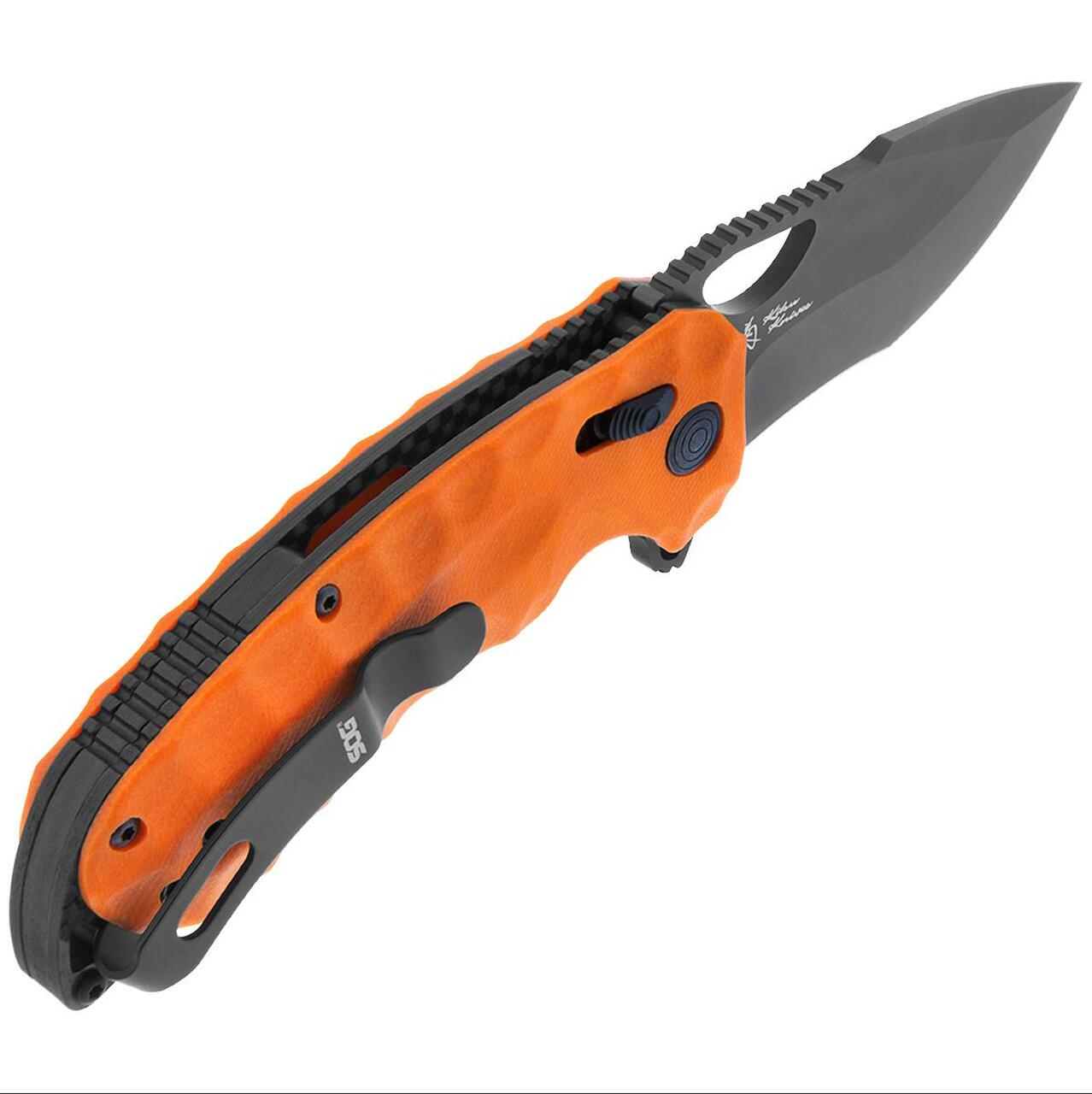 SOG Kiku XR LTE Pocket Knife Blaze Orange G10 + Carbon
