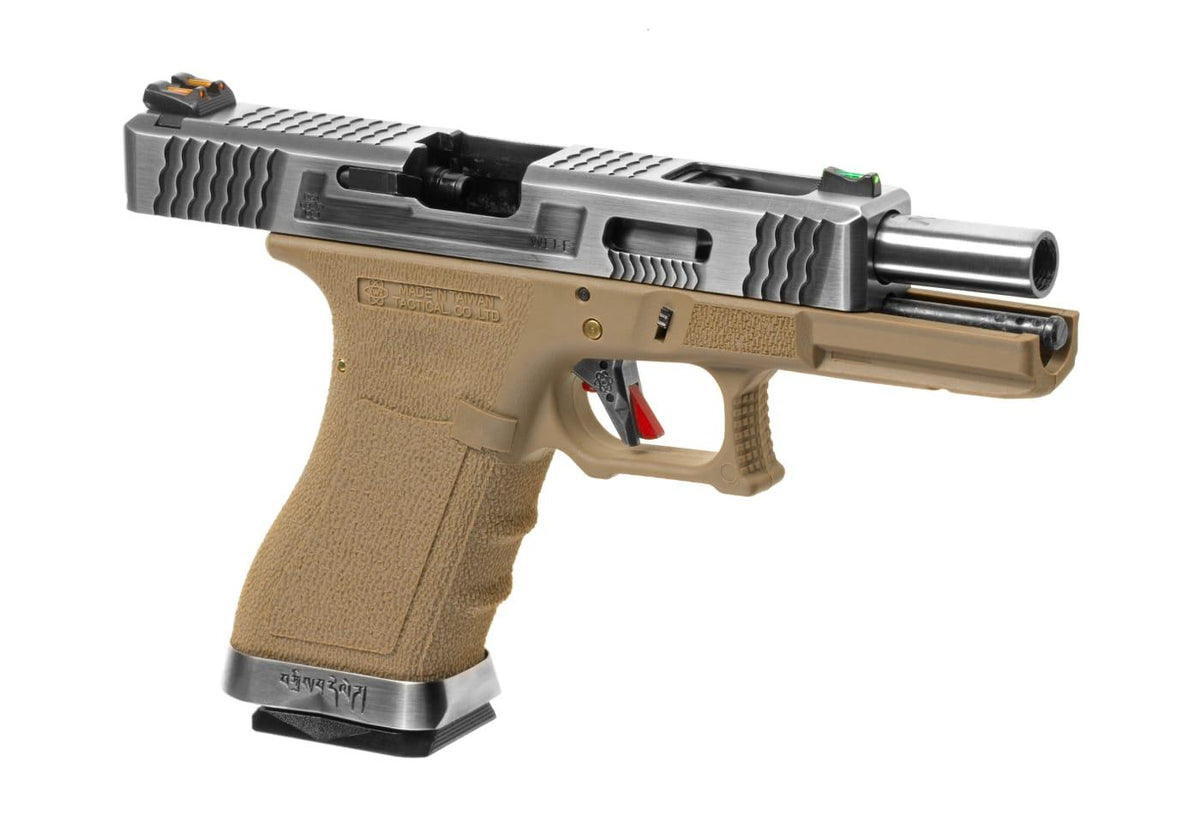 WE Airsoft G-Force EU17 SV Silver Barrel Desert Green Gas Pistol