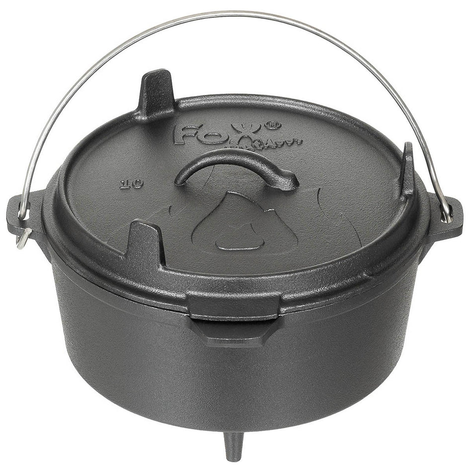 Fox Outdoors Dutch Pot Oven Cast Iron Cooking Pot 3.8 ltr