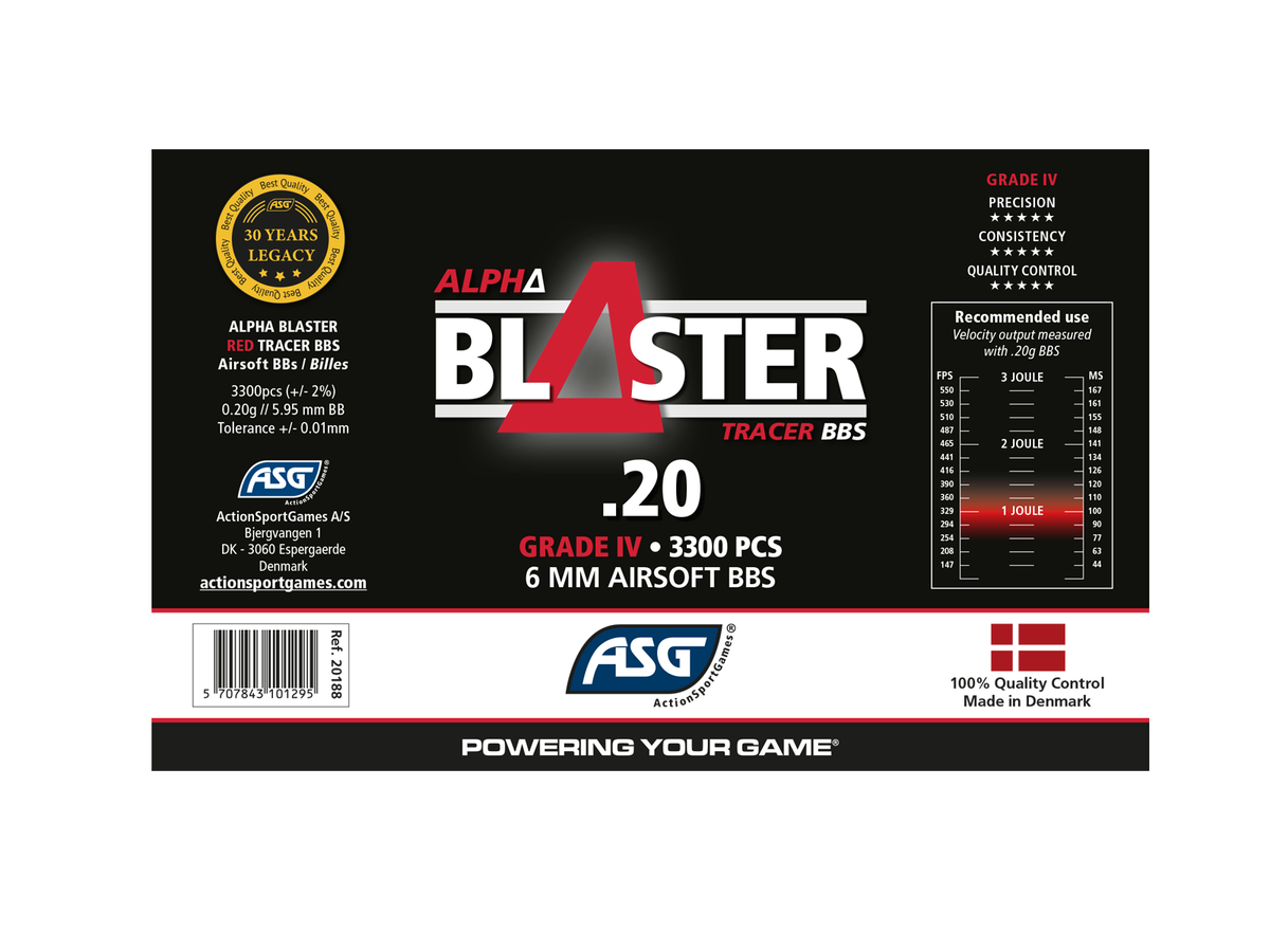 ASG Alpha Blaster Airsoft Red Tracer BBs 0.20g 3300 1 Bottle