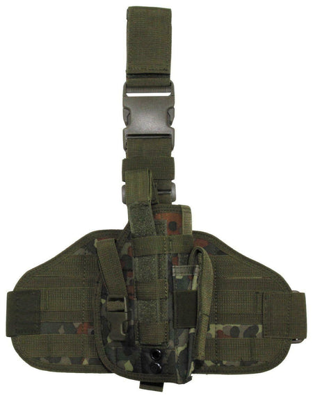 MFH Tactical Drop Leg Holster with Molle Leg Panel Flecktarn