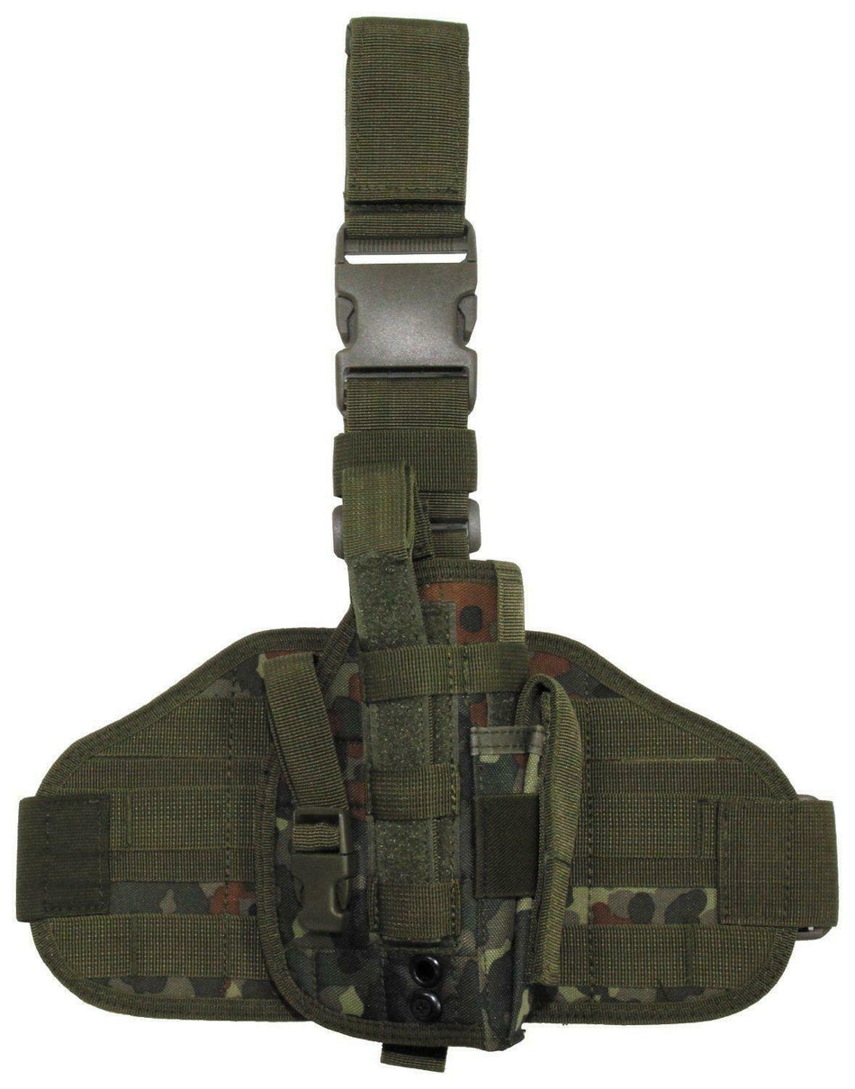 MFH Tactical Drop Leg Holster with Molle Leg Panel Flecktarn