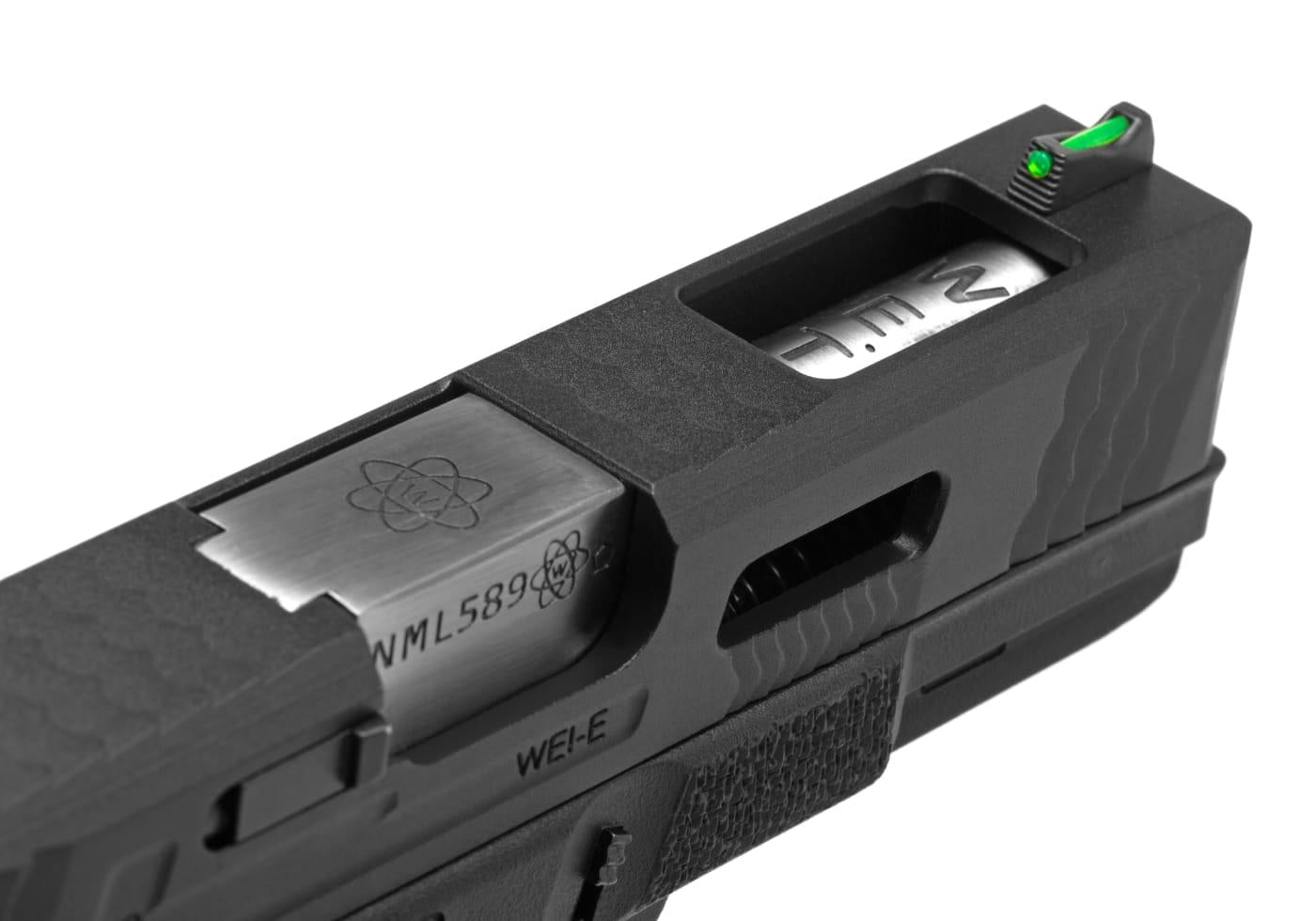 WE Airsoft EU19 Custom Black Silver Slide Green Gas Pistol