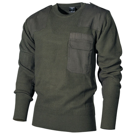 MFH German Army Style Pullover Jumper with Chest Pocket Green