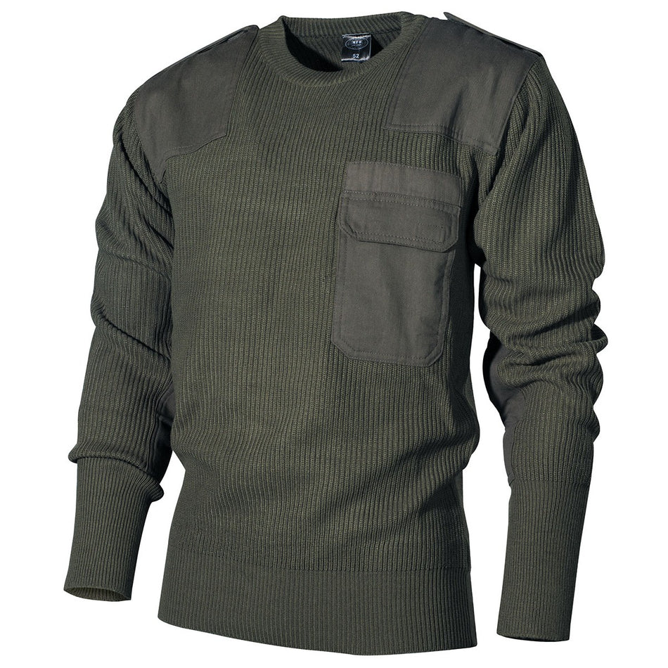 MFH German Army Style Pullover Jumper with Chest Pocket Green