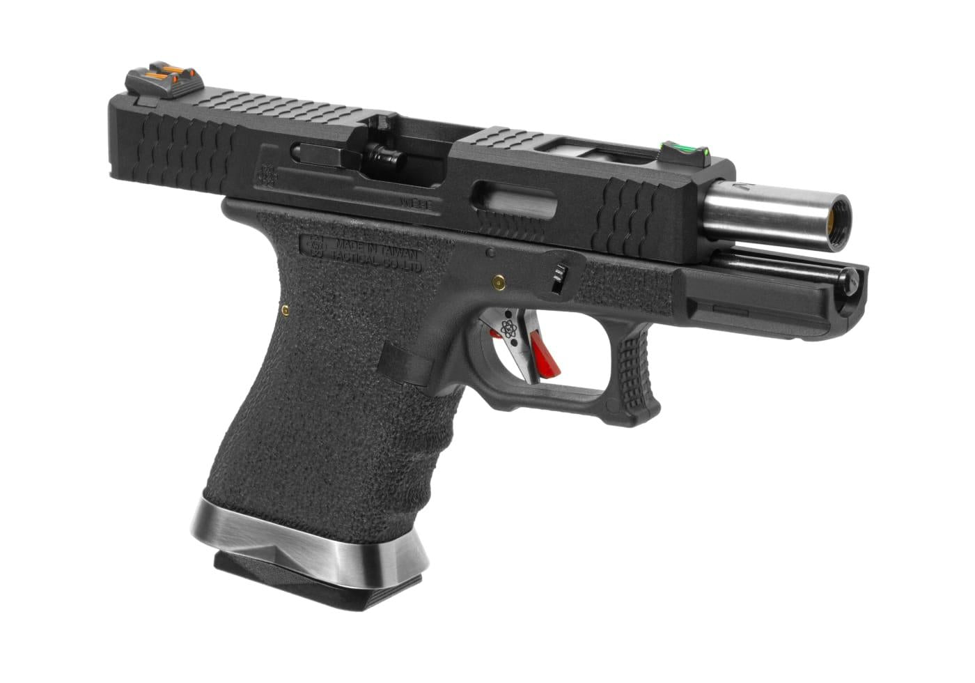 WE Airsoft EU19 Custom Black Silver Slide Green Gas Pistol