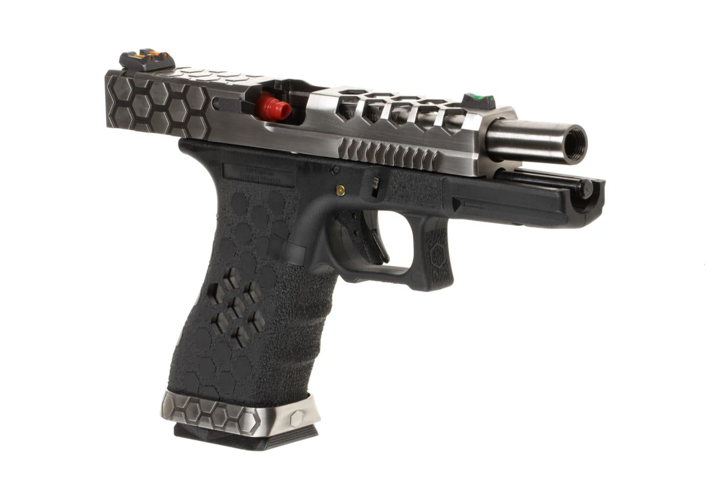 Armorer Works EU17 Hex Cut VX0100 Green Gas Pistol Black / Chrome