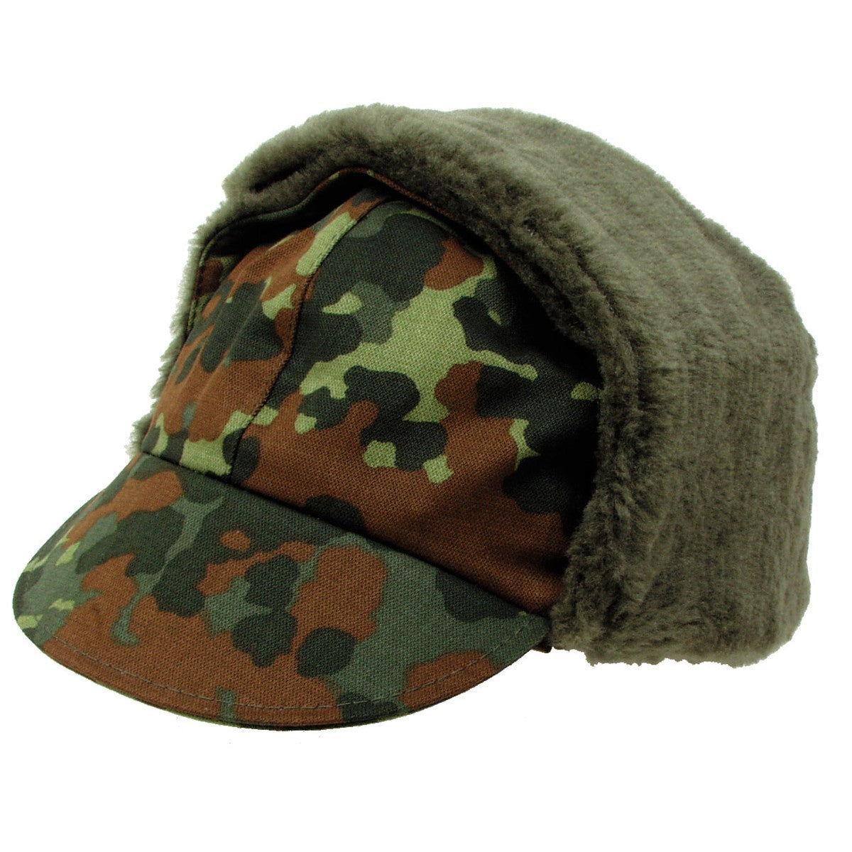 Ex-German Army Surplus Winter Hat Cap Lined Ear Flaps Flecktarn