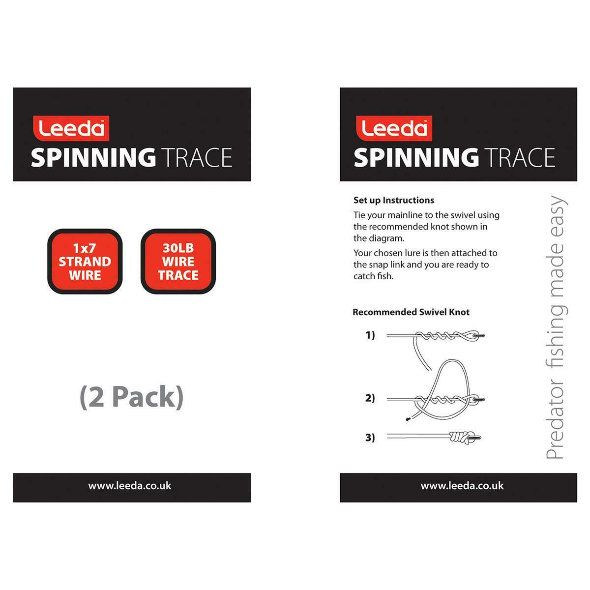 Leeda Fishing Spinning Trace 2pk 30lb