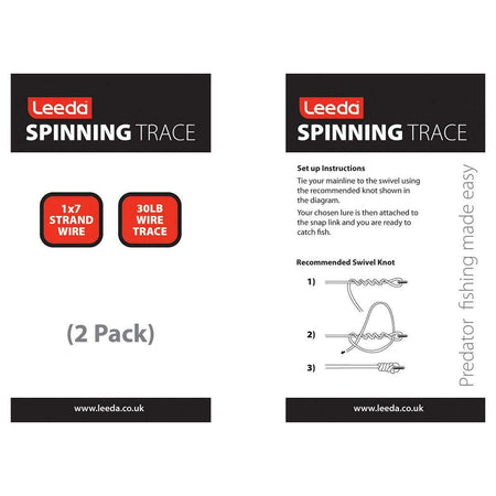 Leeda Fishing Spinning Trace 2pk 30lb