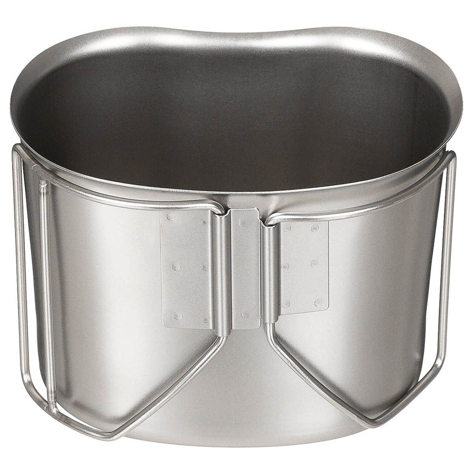 MFH US Canteen Cup Mess Tin Stainless Steel Foldable Handles