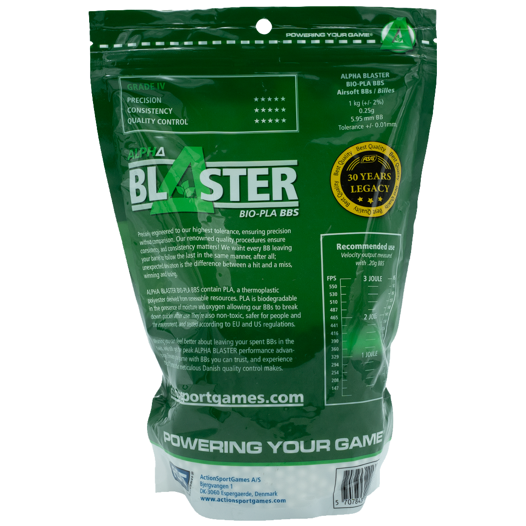 ASG Alpha Blaster PLA Airsoft Ammo BB’s 0.25g 1kg Bags