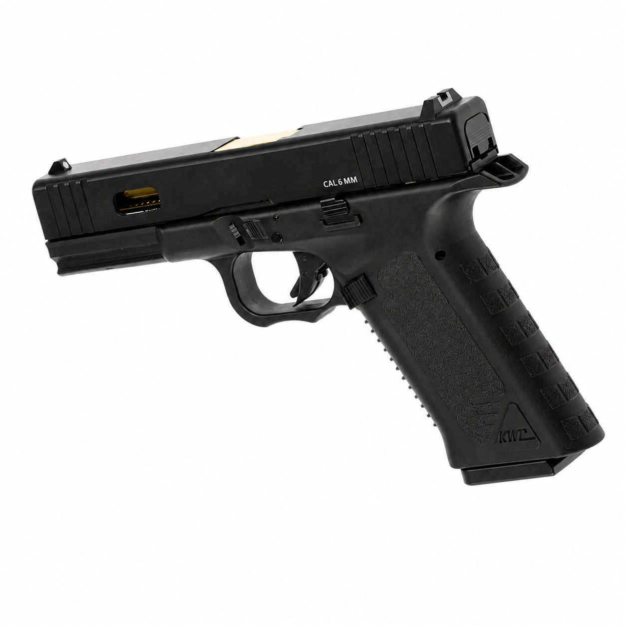 KWC Airsoft 17 Custom CO2 Pistol 6mm Black Gold Barrel