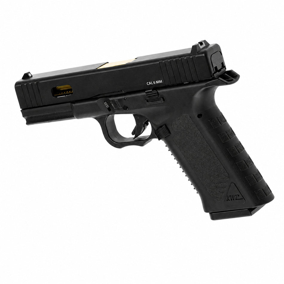 KWC Airsoft 17 Custom CO2 Pistol 6mm Black Gold Barrel
