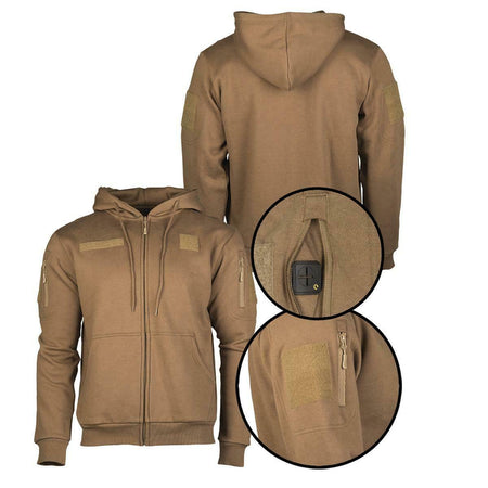 Mil-Tec Mens Hoodie Fleece With Zipper Coyote