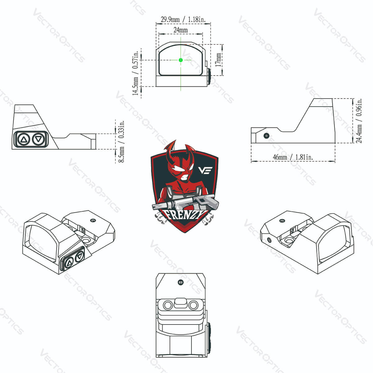 Vector Optics Frenzy 1x17x24 Mini Green Dot Sight Scope