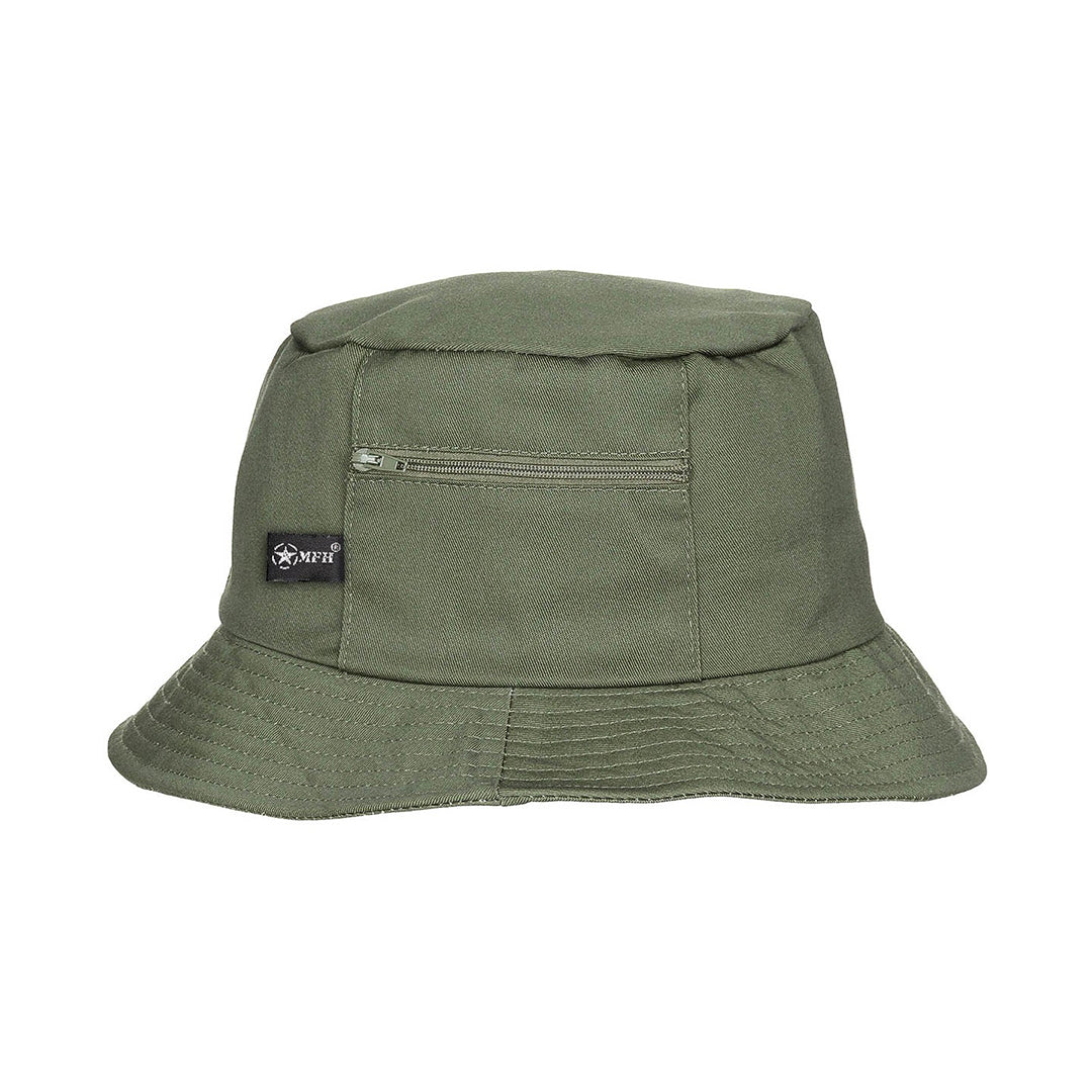 MFH Fishing Boonie Hat with Small Side Pocket OD Green
