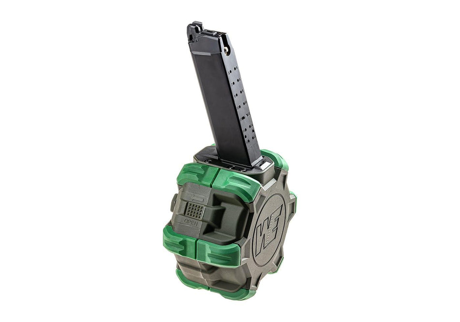 WE Airsoft EU17 / 18  Pistol Drum Magazine Green Gas 350rd 6mm