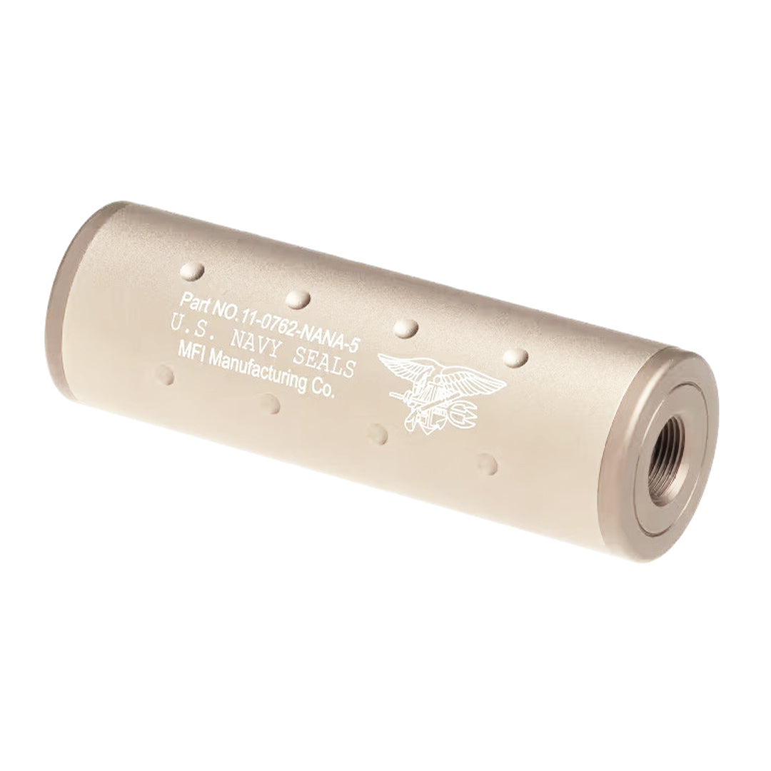 FMA Airsoft Silencer Navy Seals Logo 107mm 14mm CW/CCW Desert