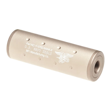 FMA Airsoft Silencer Navy Seals Logo 107mm 14mm CW/CCW Desert
