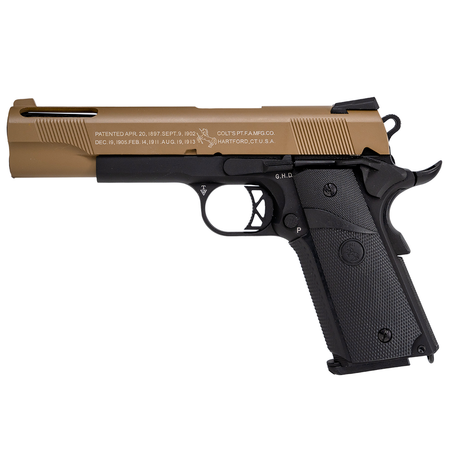 Cybergun Colt 1911 Airsoft Pistol Tan Slide Black Lower