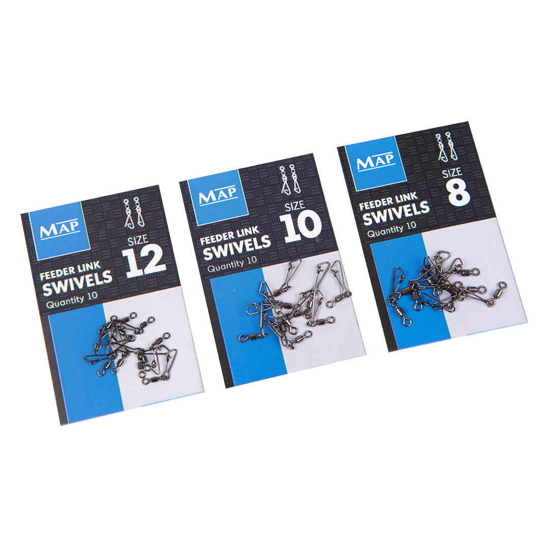 MAP Fishing Terminal Tackle Feeder Link Swivel Size 8 10pk Grey