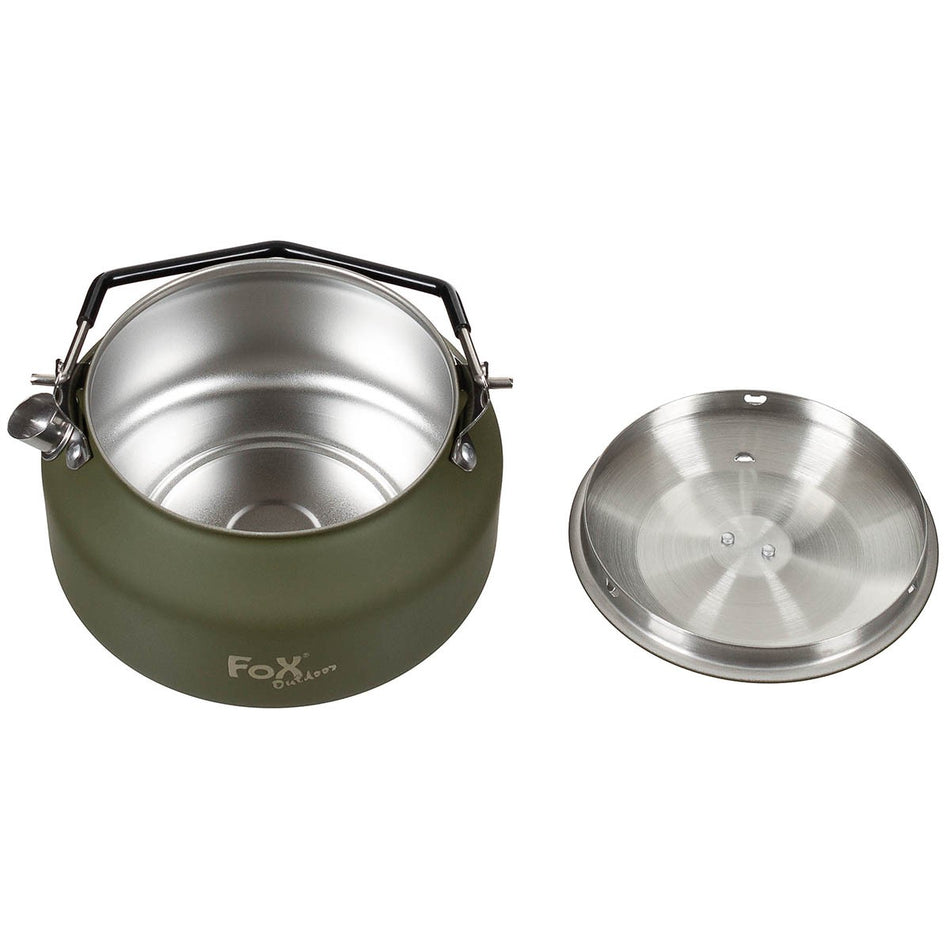 Fox Outdoors Camping Stainless Steel Kettle Green 1 Ltr