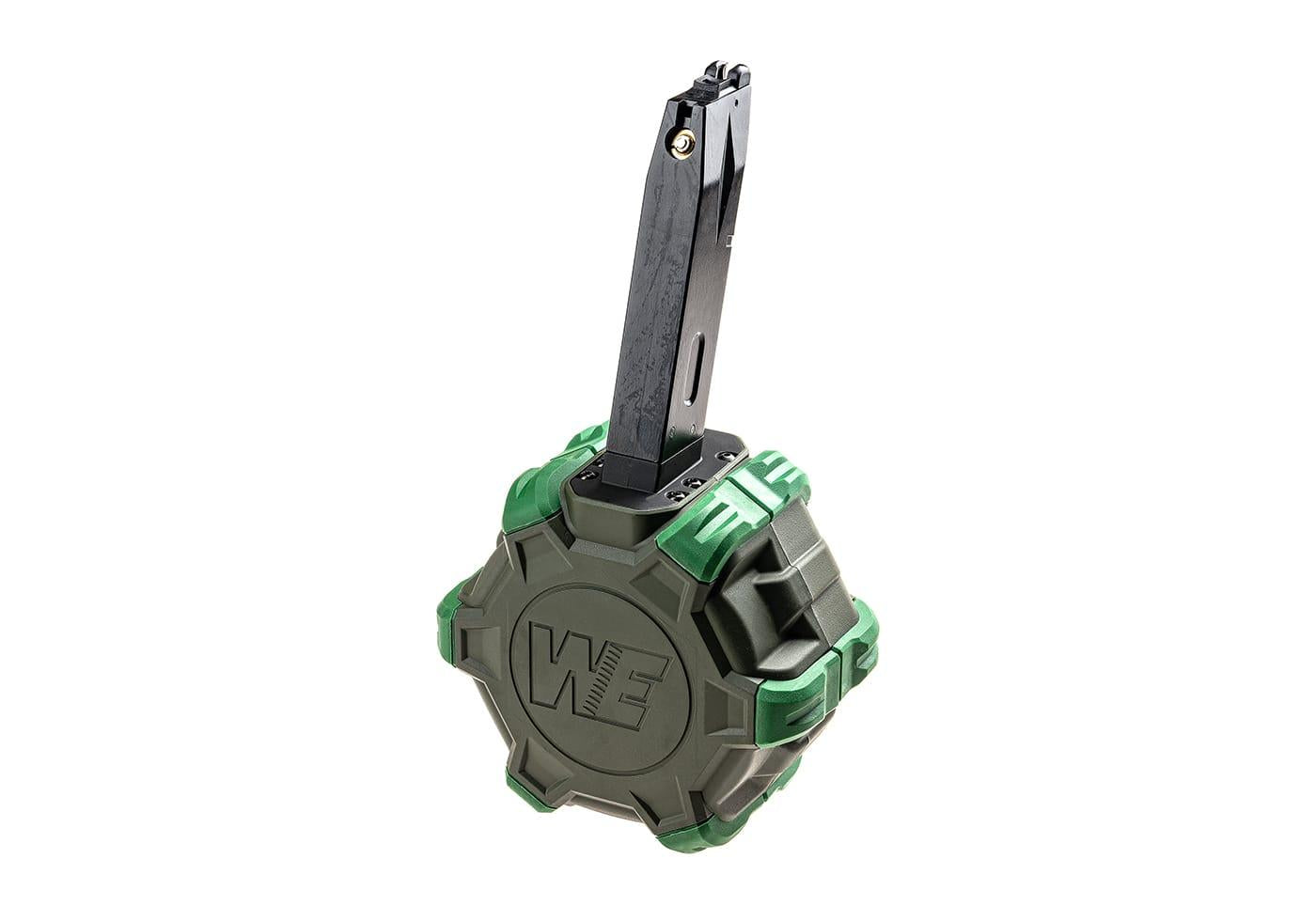 WE Airsoft M92 Pistol Drum Magazine Green Gas 350rd