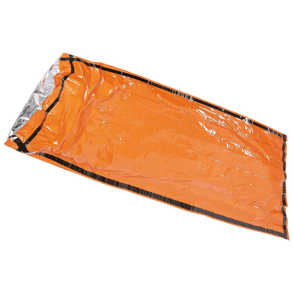 MFH Emergency Foil Sleeping Bag Orange And Fire Starter Kit