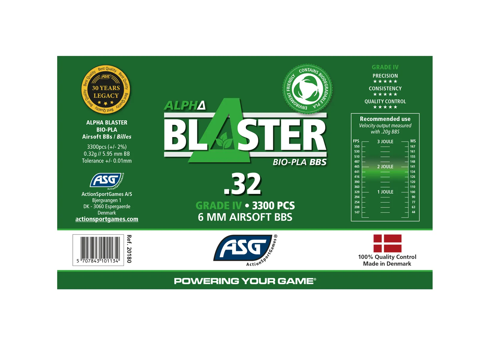ASG Alpha Blaster PLA Bio BBs 0.32g 3300 Bottle
