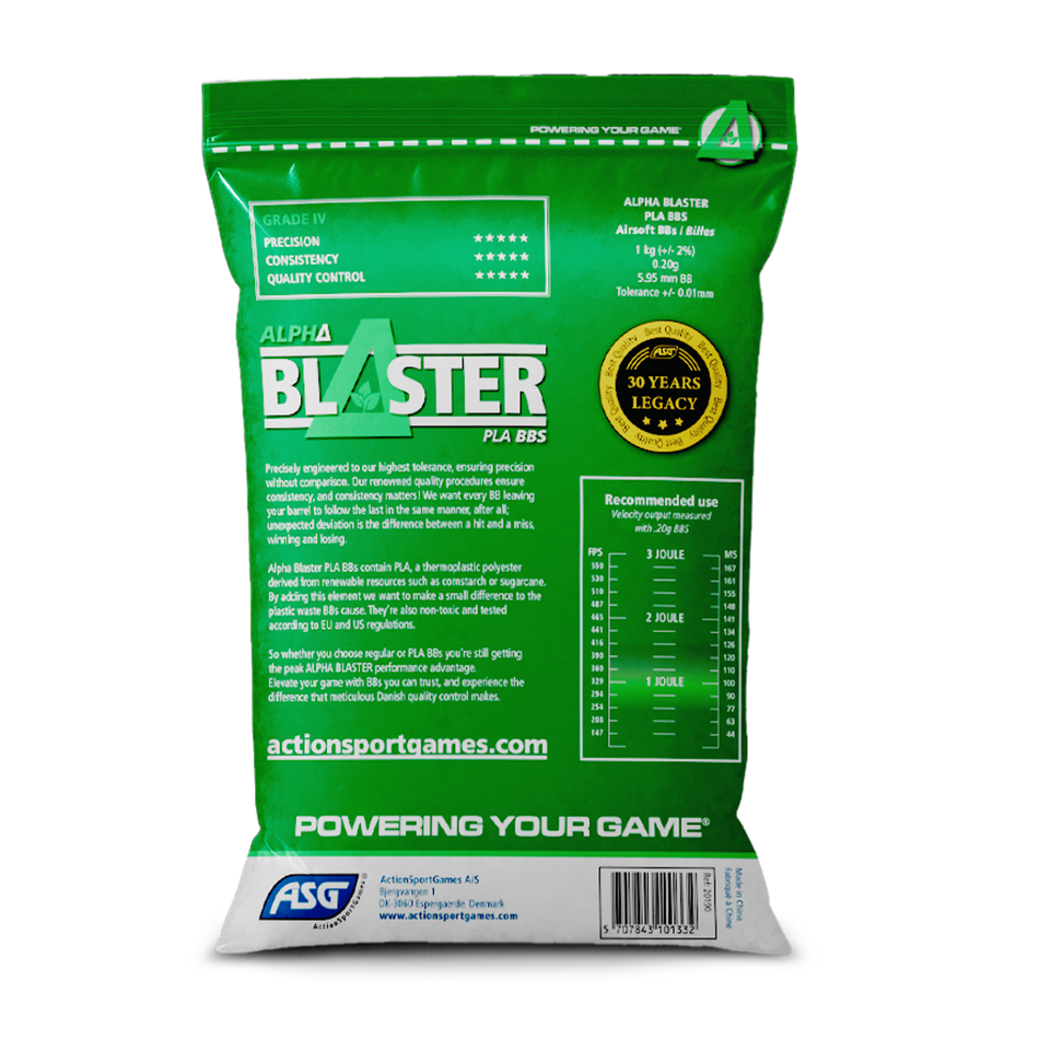 ASG Alpha Blaster PLA Airsoft Ammo BB’s 0.20g 1kg Bag