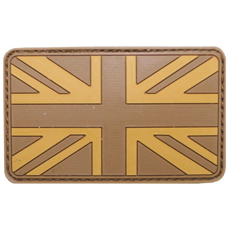 MFH UK Flag Rubber Patch 8 x 5 cm Hook & Loop Union Jack Subdued Desert